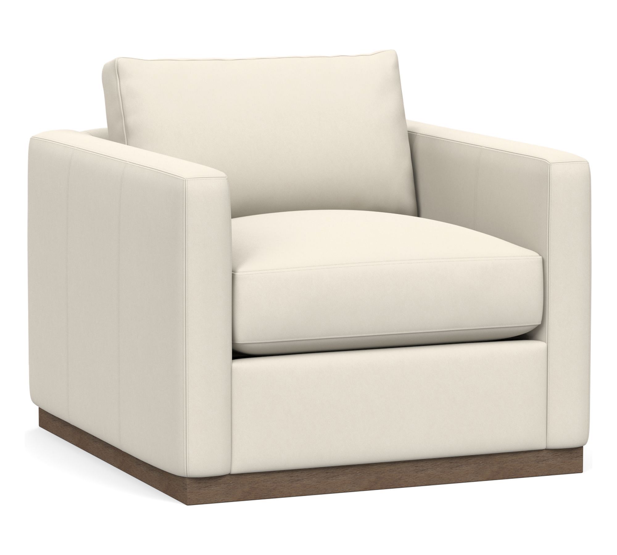 Carmel Slim Arm Leather Wood Base Chair