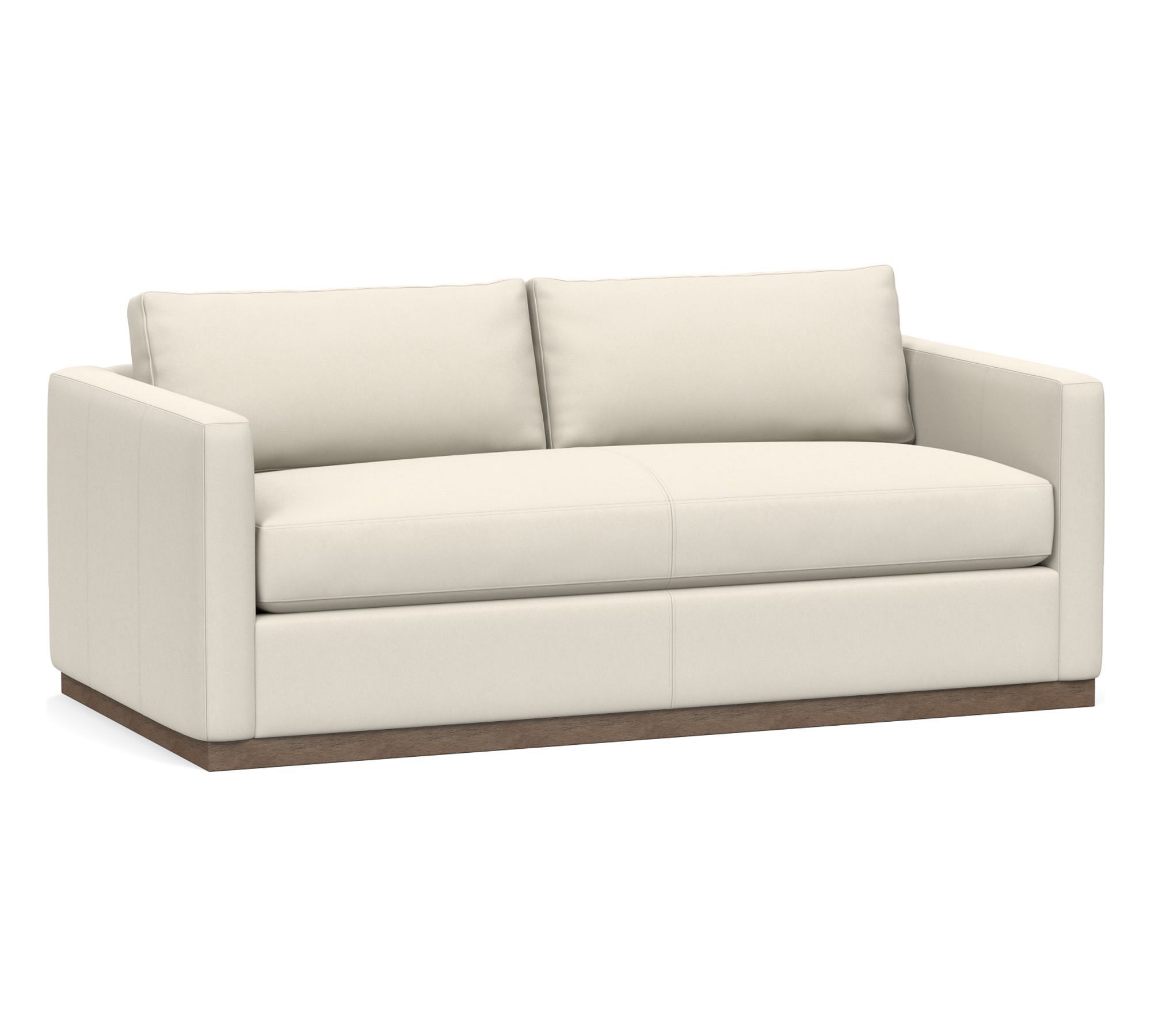 Carmel Slim Arm Leather Wood Base Sleeper Sofa (80")