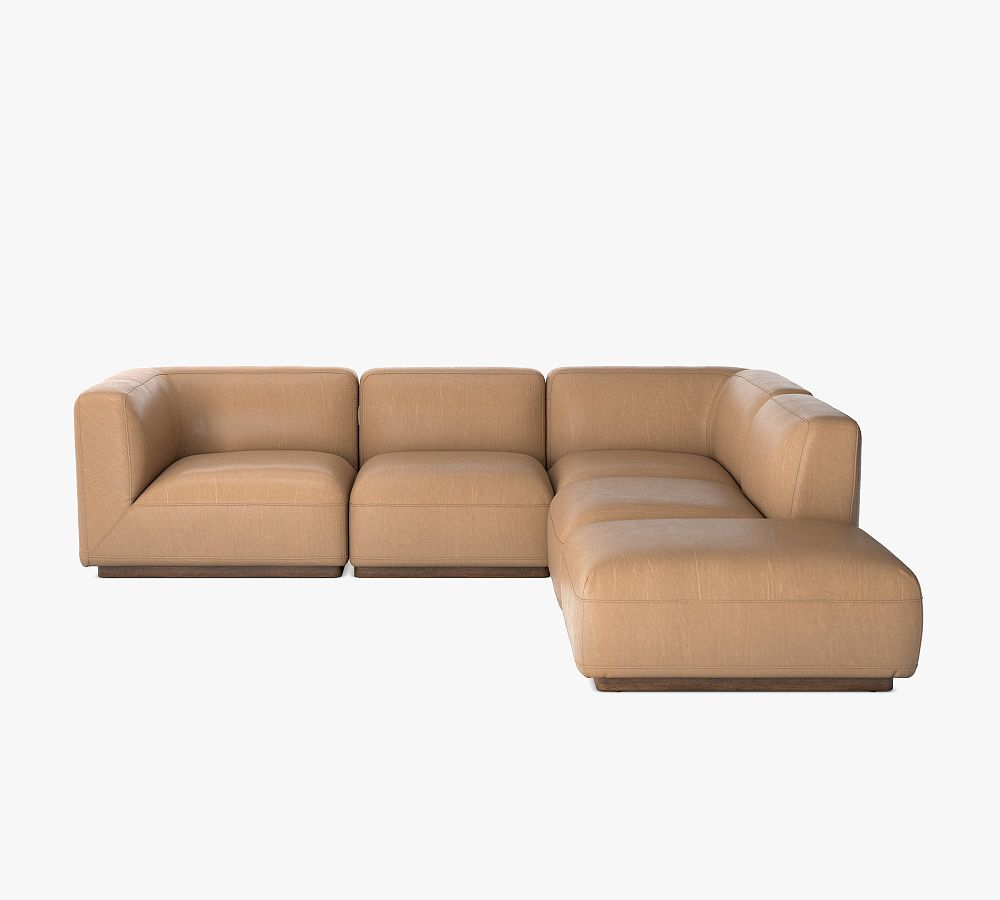 Mila Leather 4-Piece Chaise Sectional