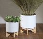 Footed White Speckled Planter - Set of 2