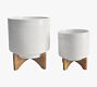 Footed White Speckled Planter - Set of 2