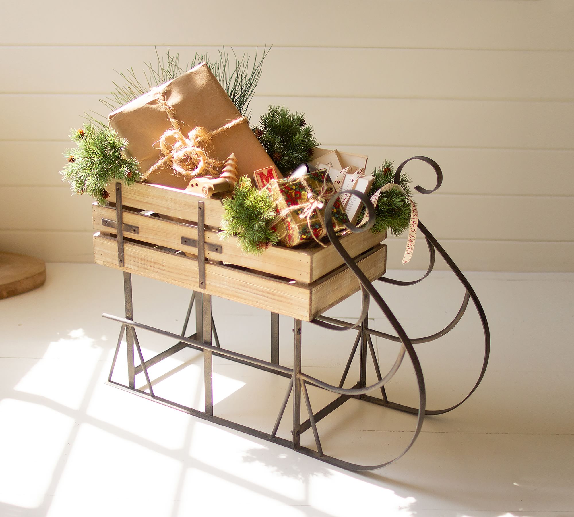 Wood & Metal Decorative Sled