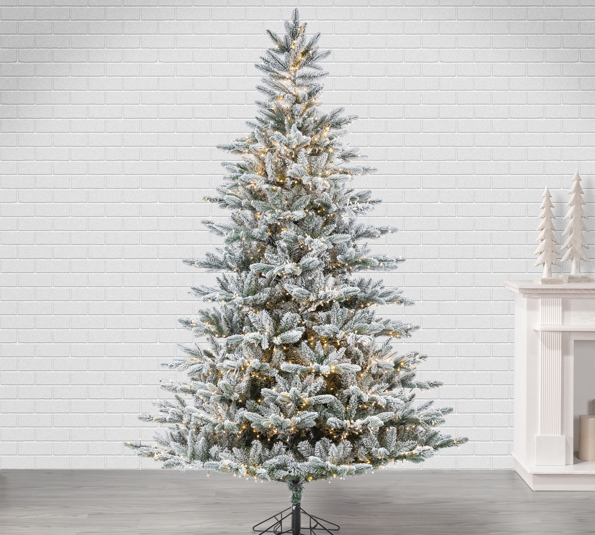 Lit Flocked Redwood Pine Faux Christmas Tree - 7.5 Ft.