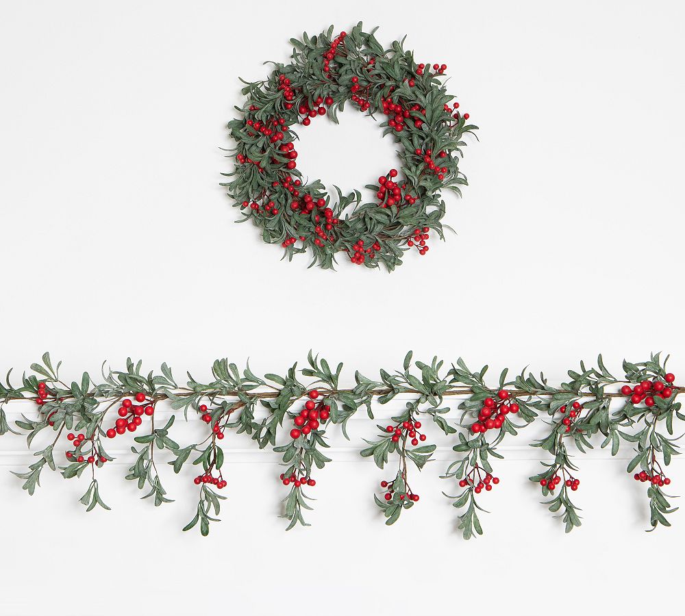 Faux Berry & Leaf Wreath & Garlands | Pottery Barn