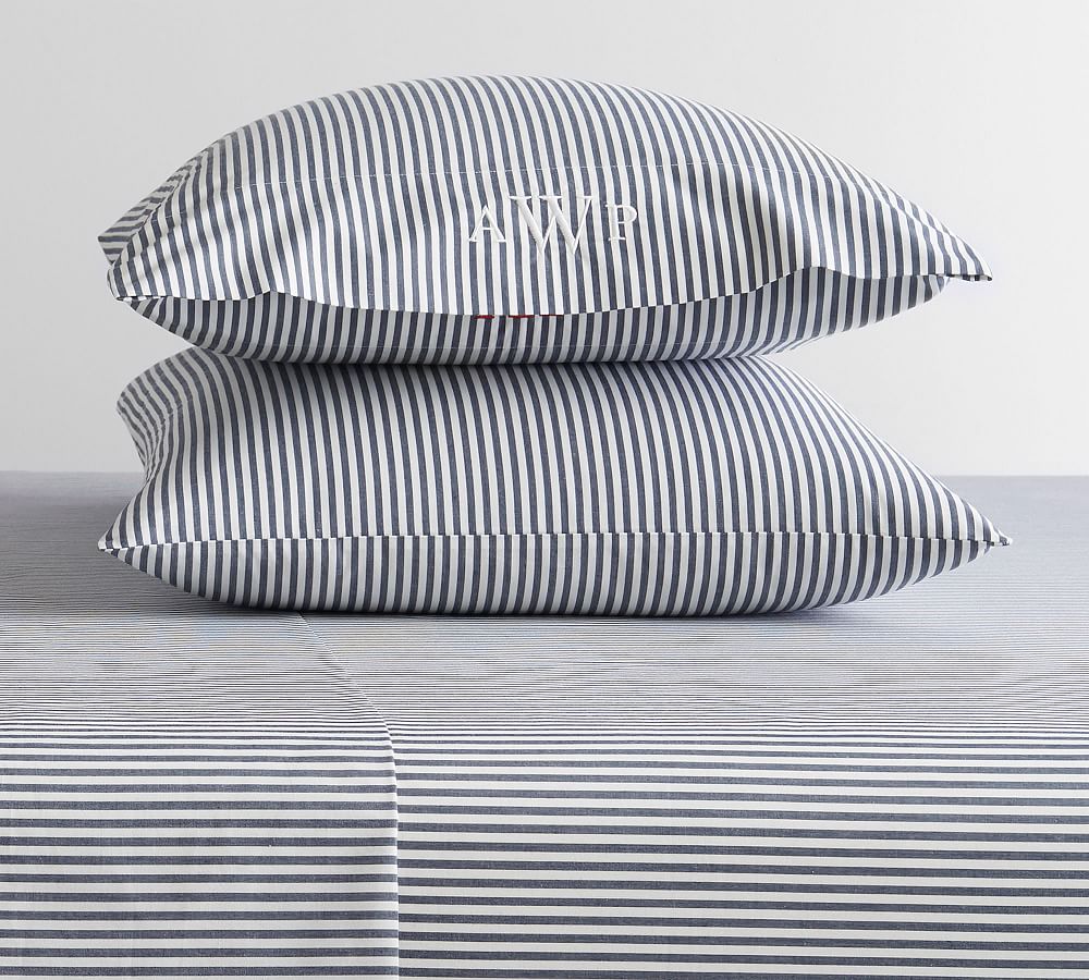 Wheaton Stripe Organic Percale Pillowcases - Set of 2