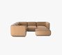 Mila Leather 5-Piece L-Shaped Sectional with Ottoman