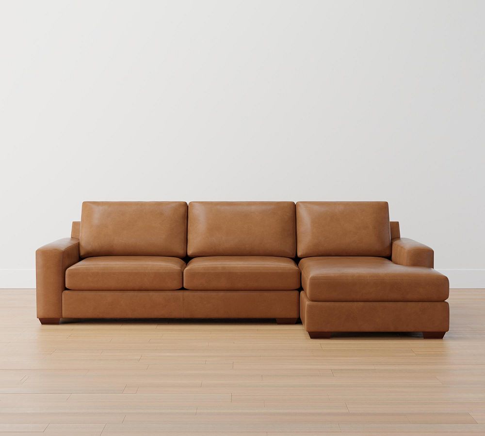 Big Sur Square Arm Leather Chaise Sectional