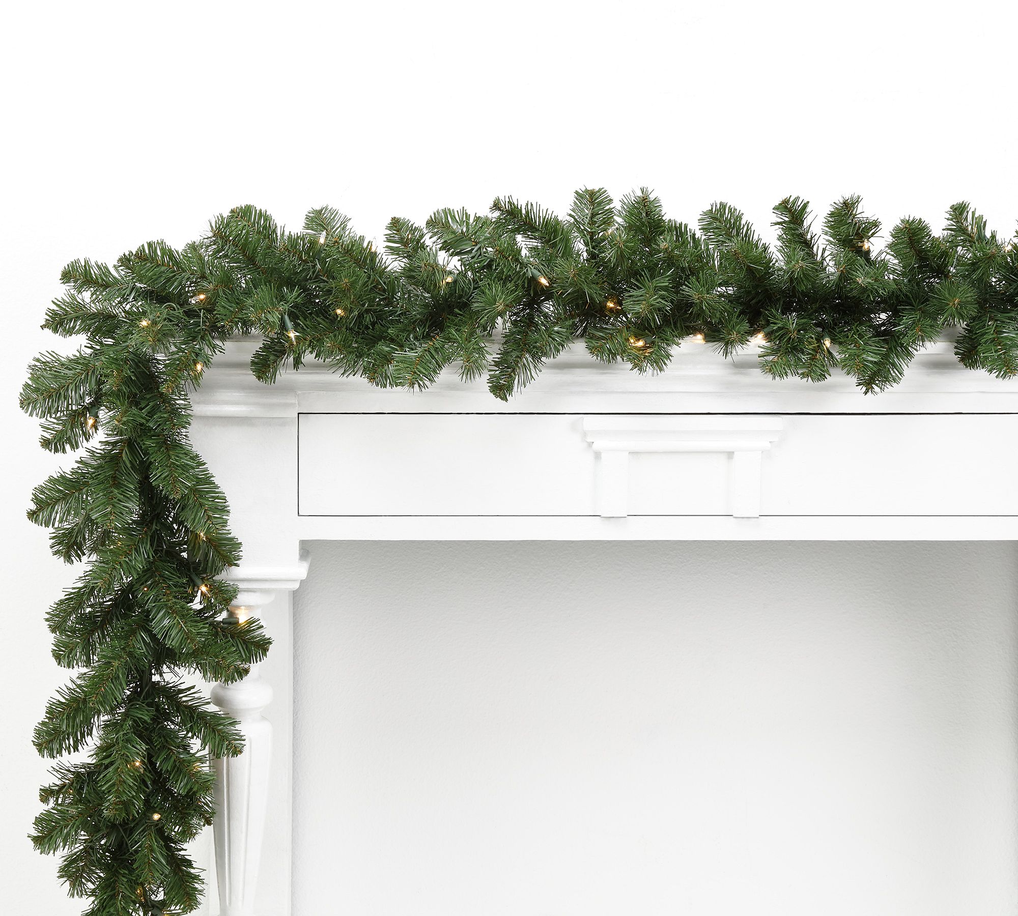 Faux Noble Fir Garland with Clear Lights - Set of 2