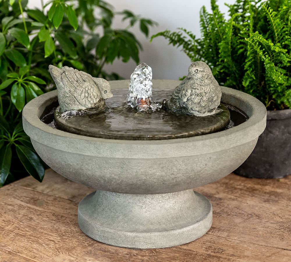 Nara Bird Bath Fountain Garden Decor Pottery Barn