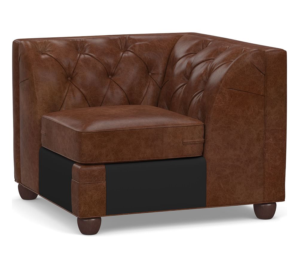 Build Your Own Chesterfield Square Arm Leather Sectional