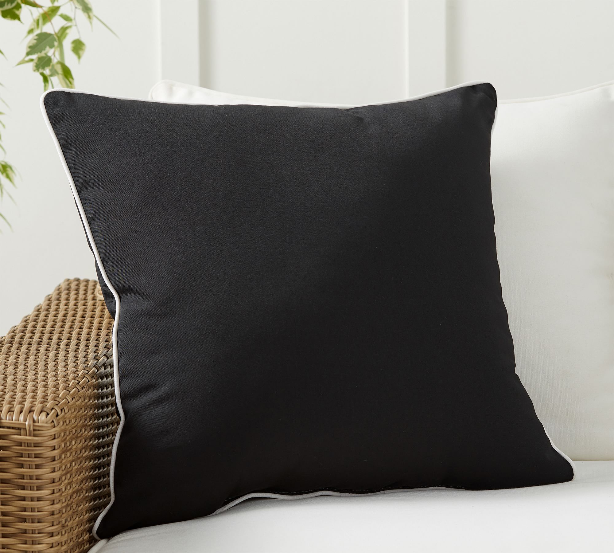 Sunbrella® Contrast Piped Solid Outdoor Pillow