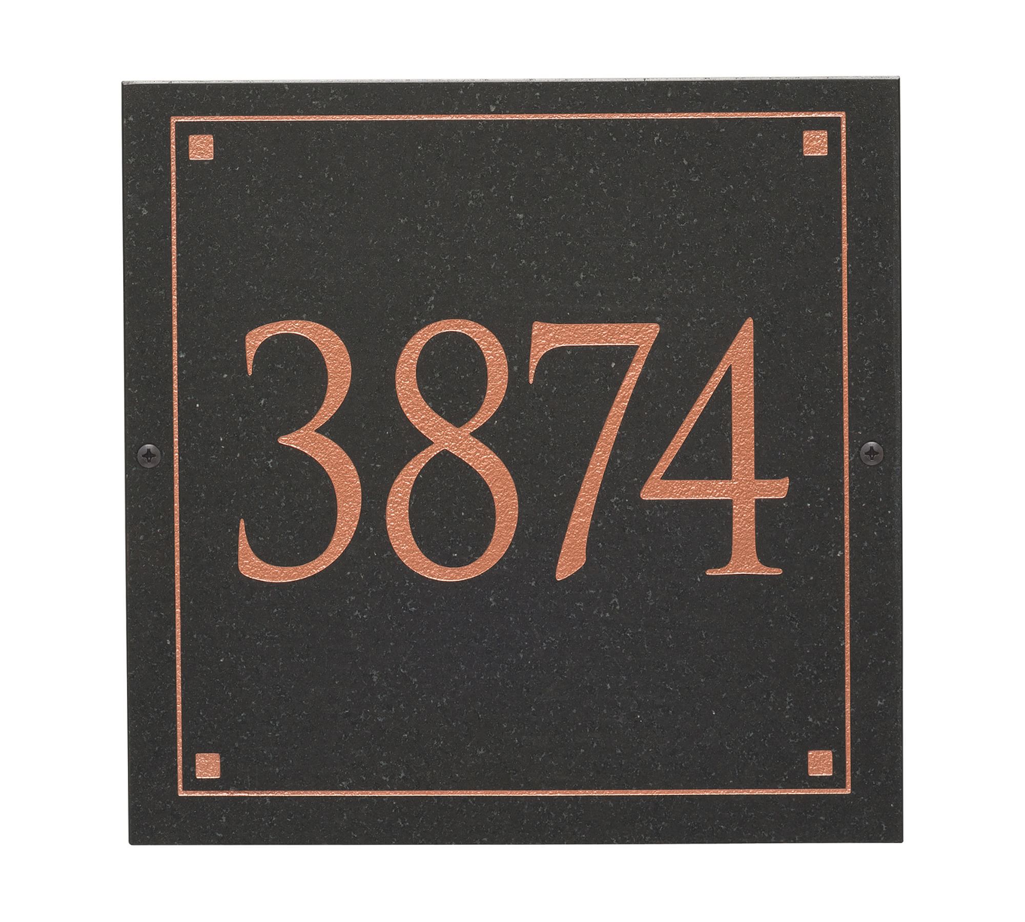 Black Granite Square Trajan Engraved Address Sign