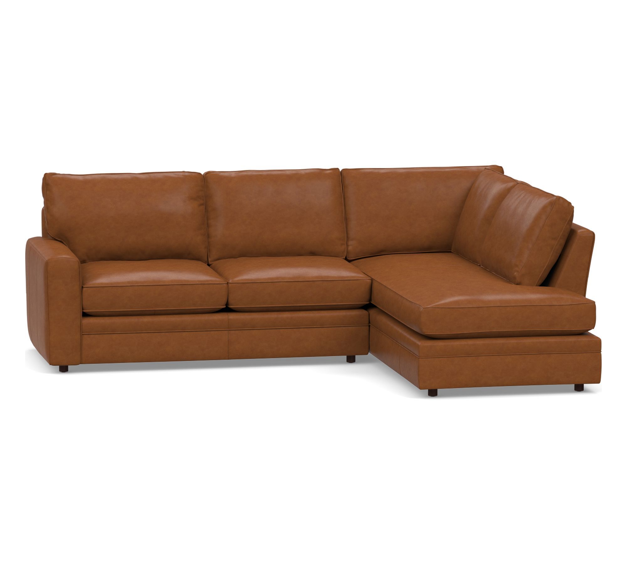 Pearce Square Arm Leather Return Bumper Sectional (112")