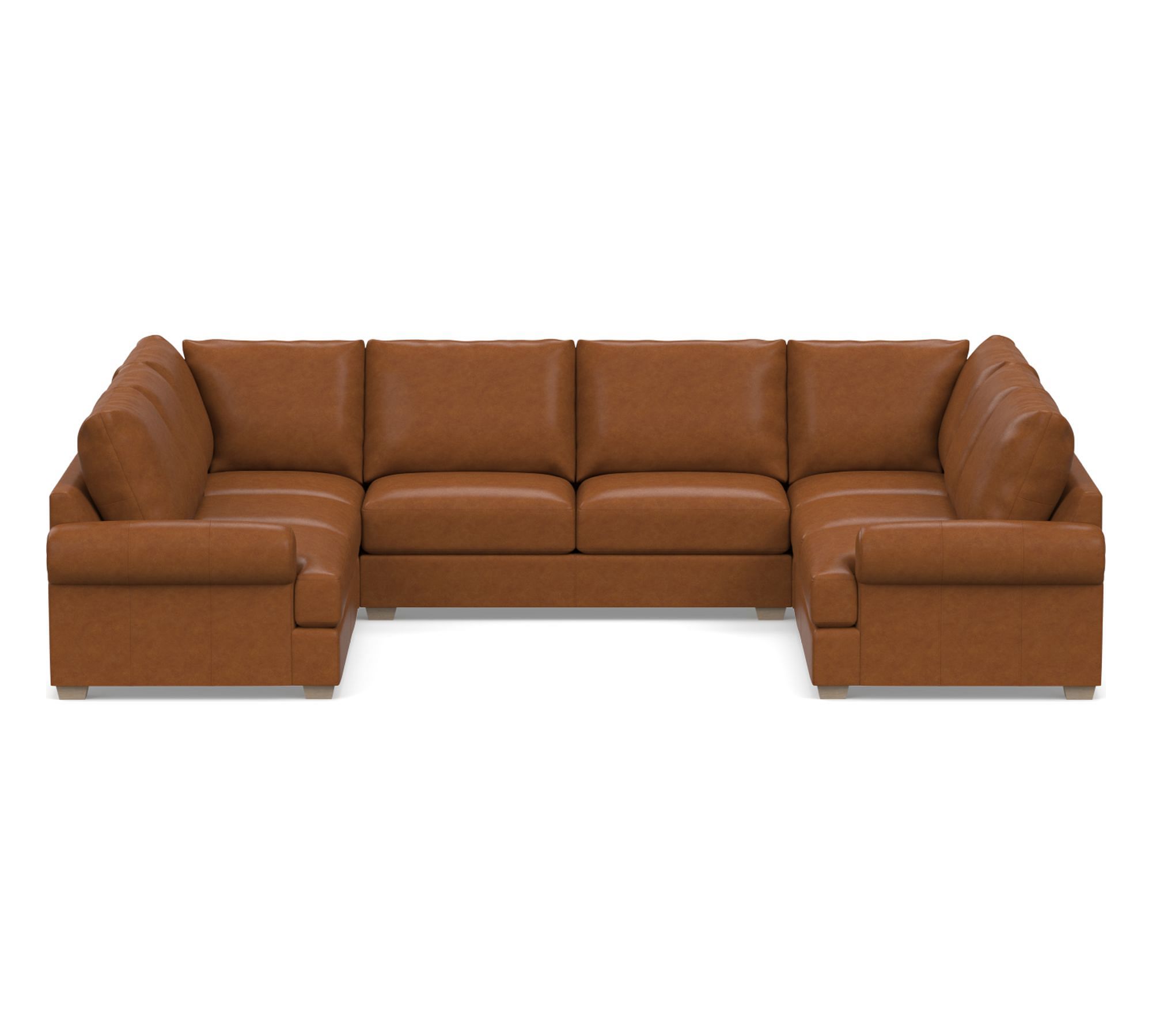 Canyon Roll Arm Leather U-Shaped Sectional (153"–189")