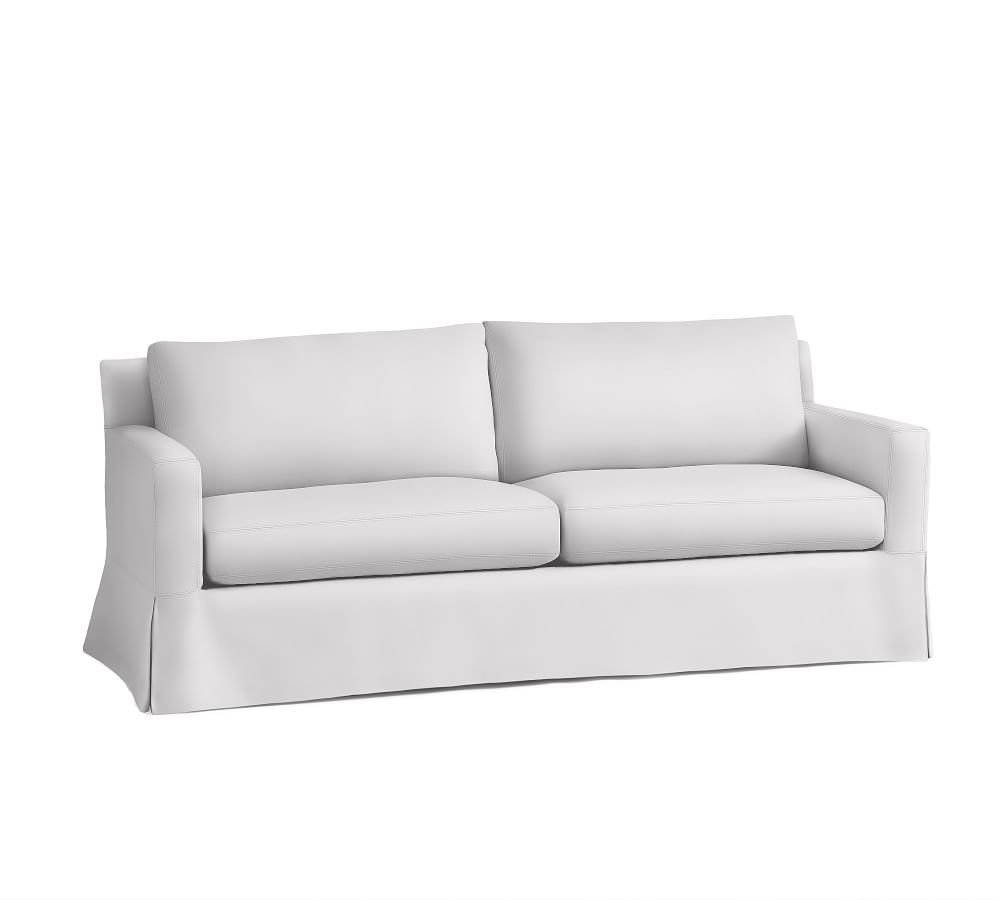 York Square Arm Grand Sofa 2-Seater 95.5" Slipcover, Twill White