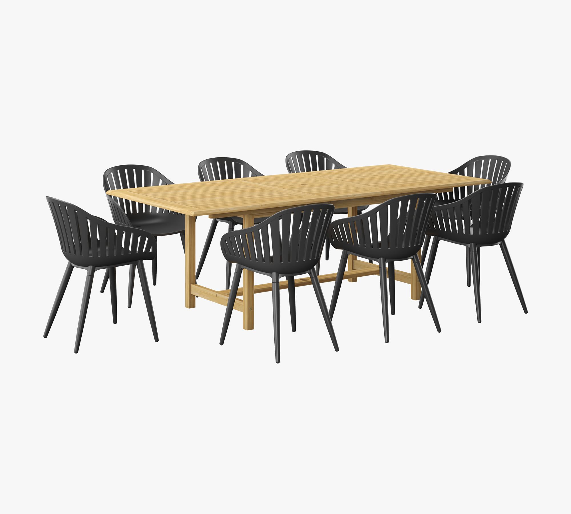 Nassau 9-Piece Teak Rectangular Dining Table with Sinclair Armchair Set