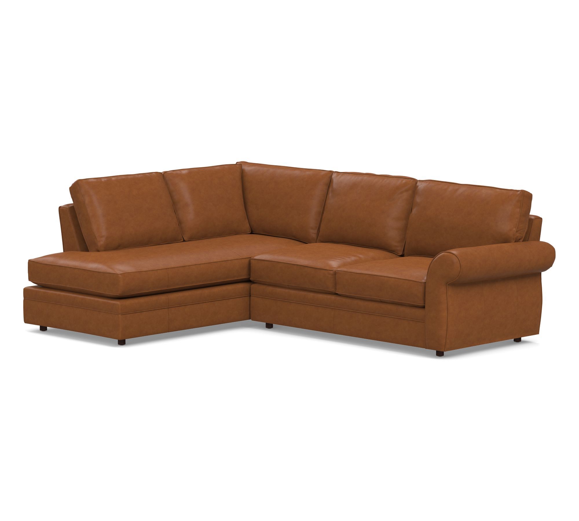 Pearce Roll Arm Leather Return Bumper Sectional (117")