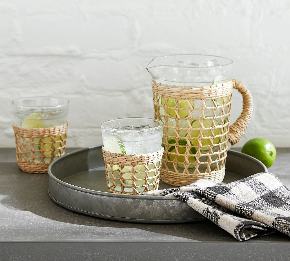 Cane Recycled Glass Pitcher Pottery Barn