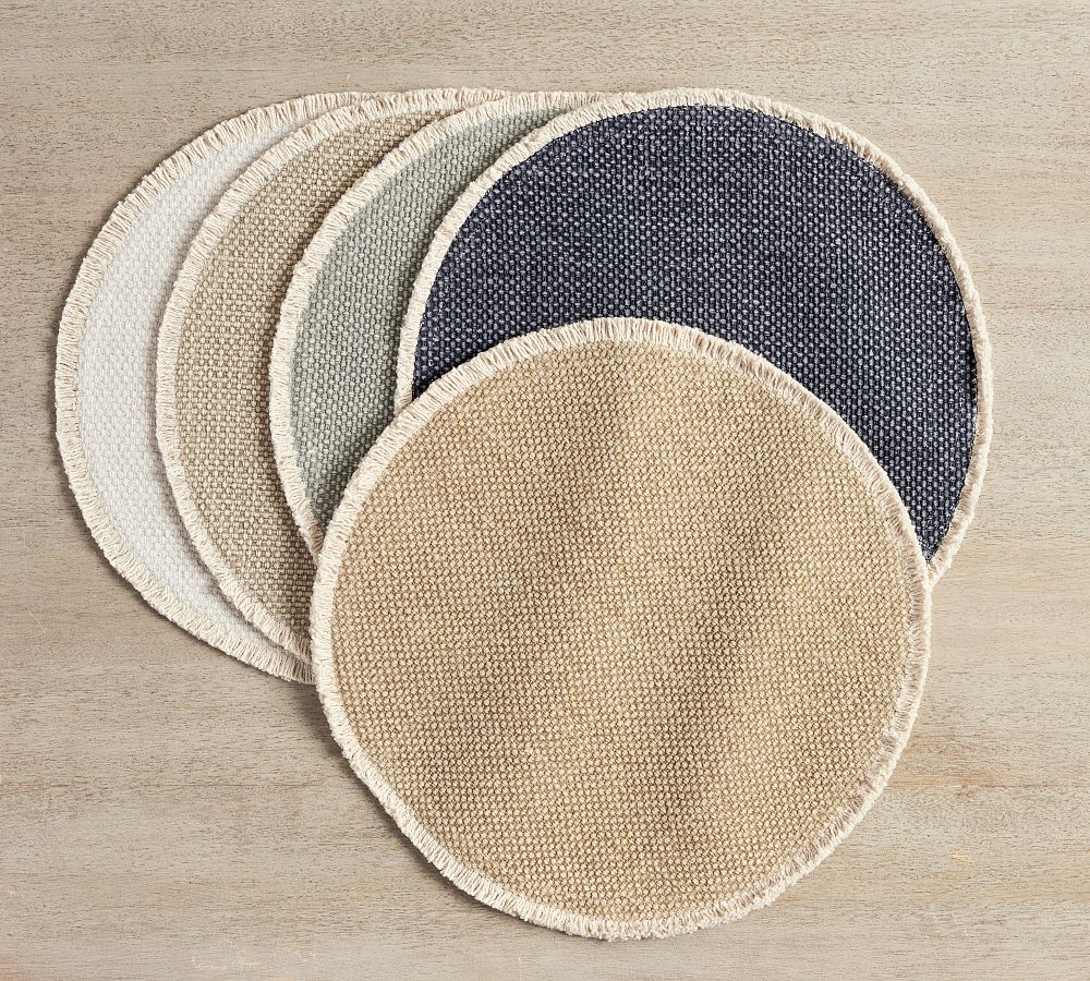 Mason Handwoven Cotton Fringe Round Placemats Set of 4 Pottery Barn