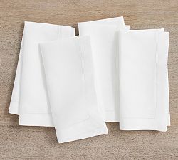 Classic Belgian Flax Linen Hemstitch Napkins - Set of 4