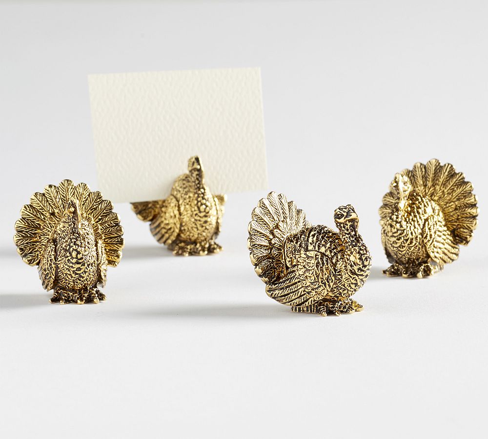 Gold Turkey Place Card Holders - Set of 4