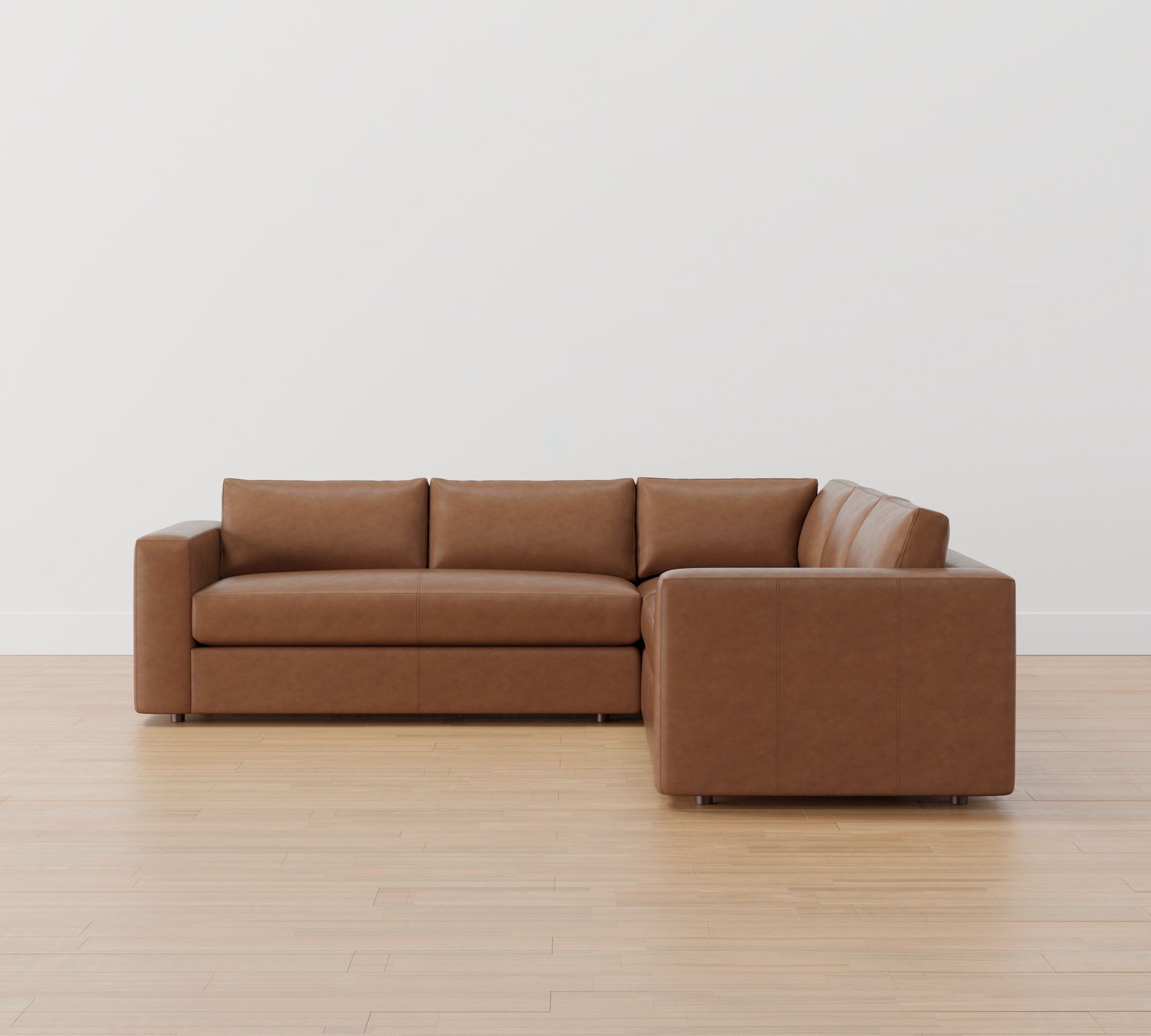 Carmel Wide Arm Leather 3-Piece L-Shaped Sectional (113")