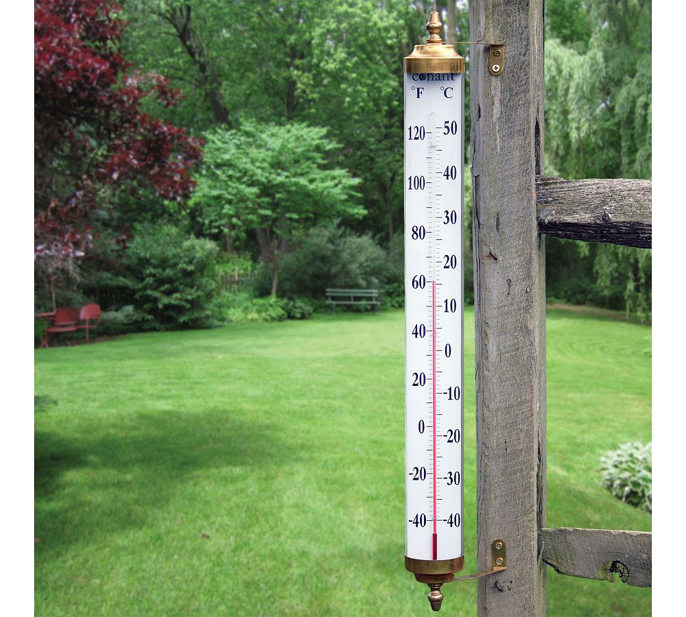 Brass Indoor/Outdoor Wall Thermometer - 24&quot;