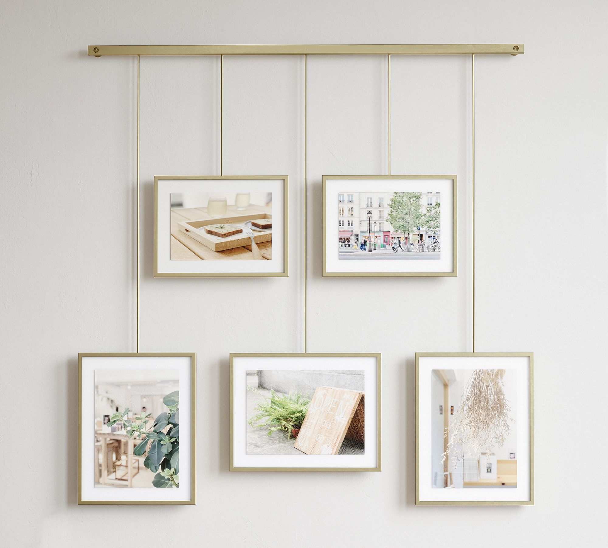 Hanging Brass Gallery Frames, Set of 5