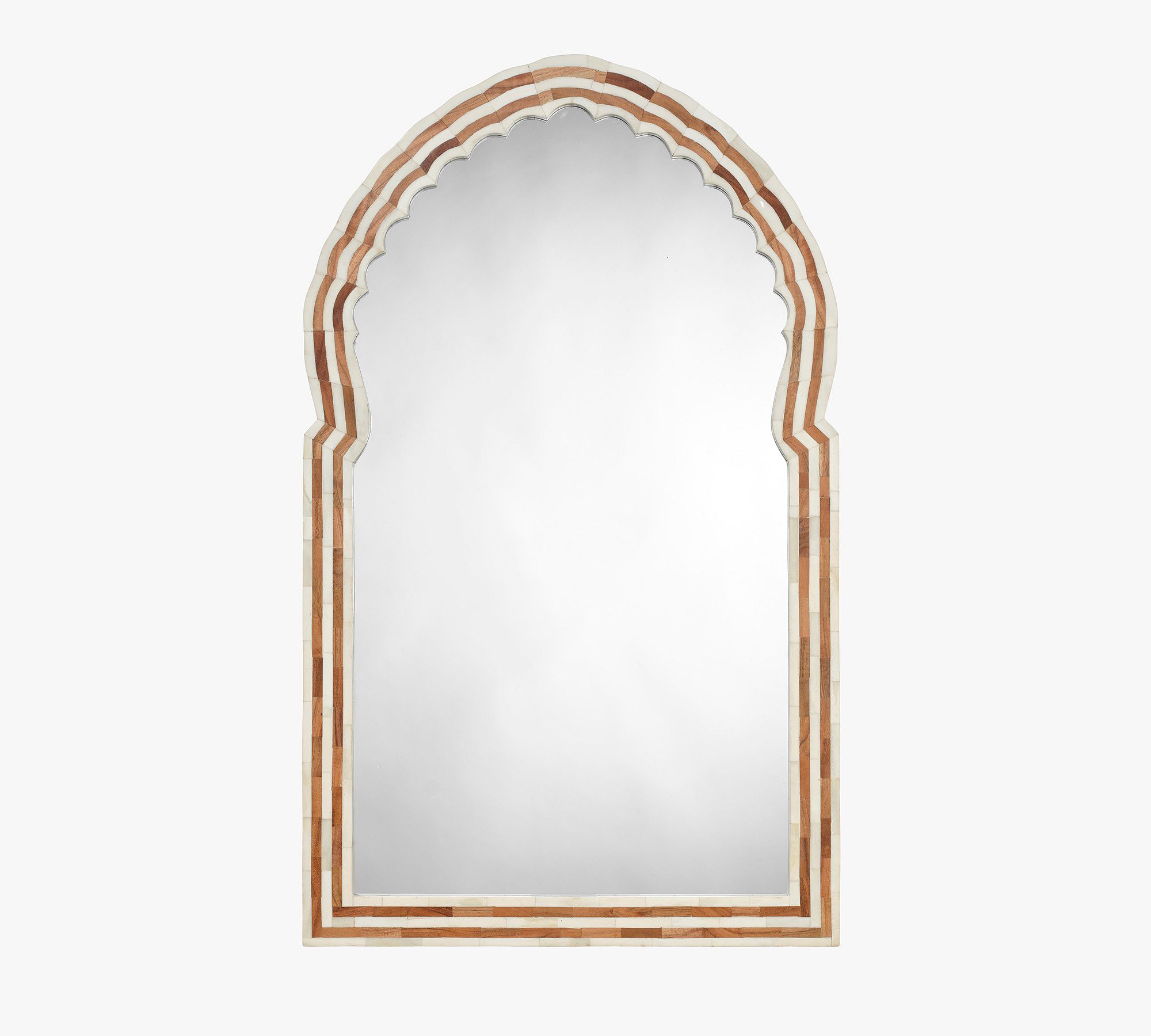 Mina Arched Bone & Wood Mirror
