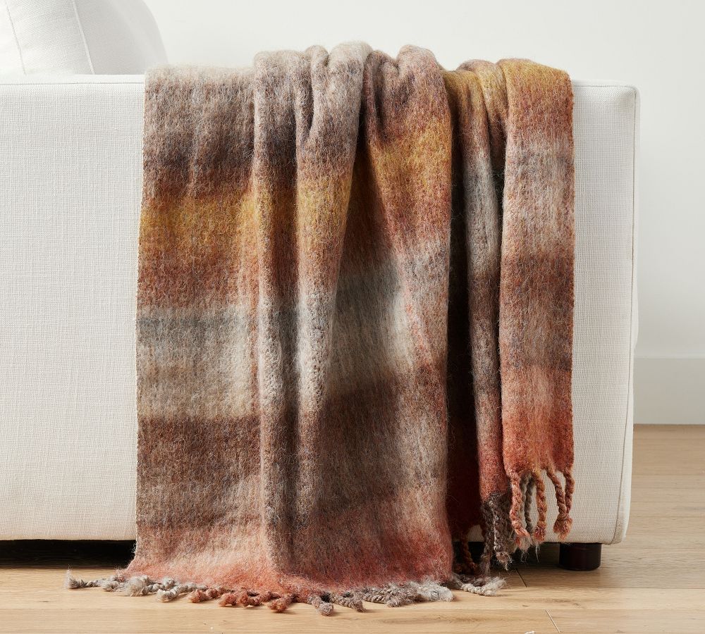 Hansel Ombre Plaid Mohair Throw Pottery Barn