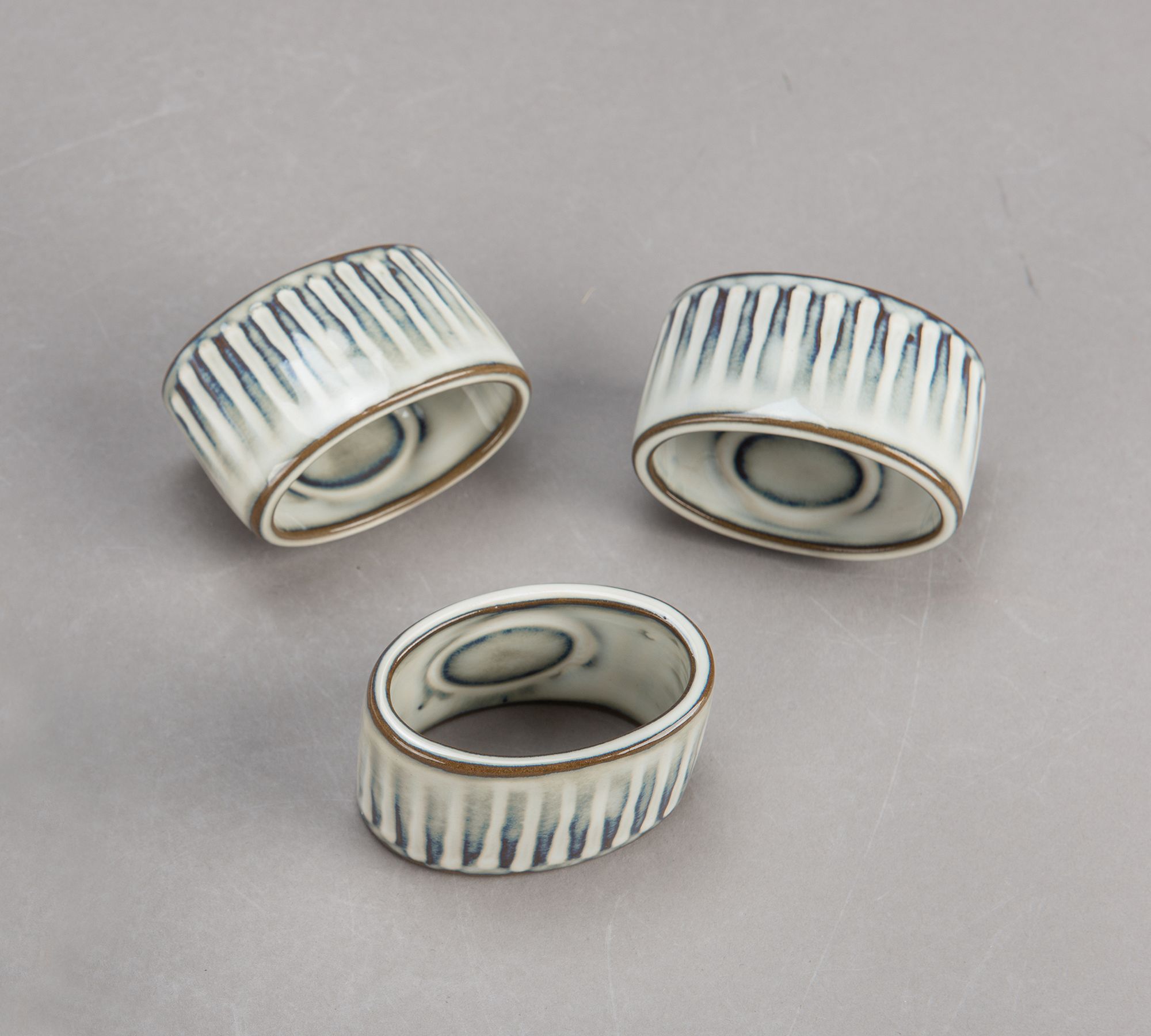Colonnade Stoneware Napkin Rings - Set of 8