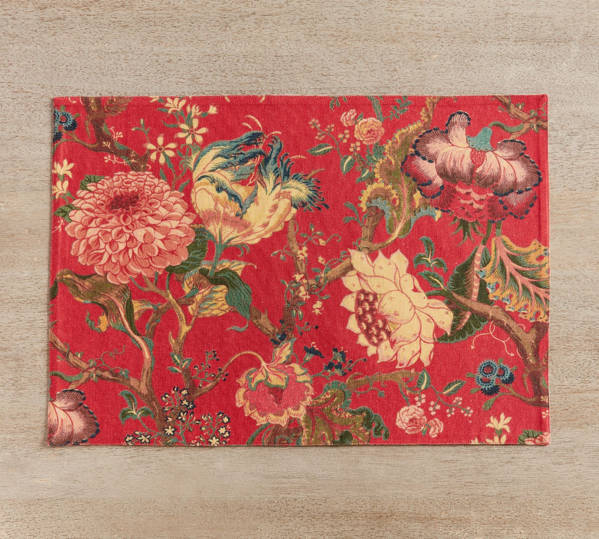 Dahlia Floral Reversible Cotton/Linen Placemats - Set of 4