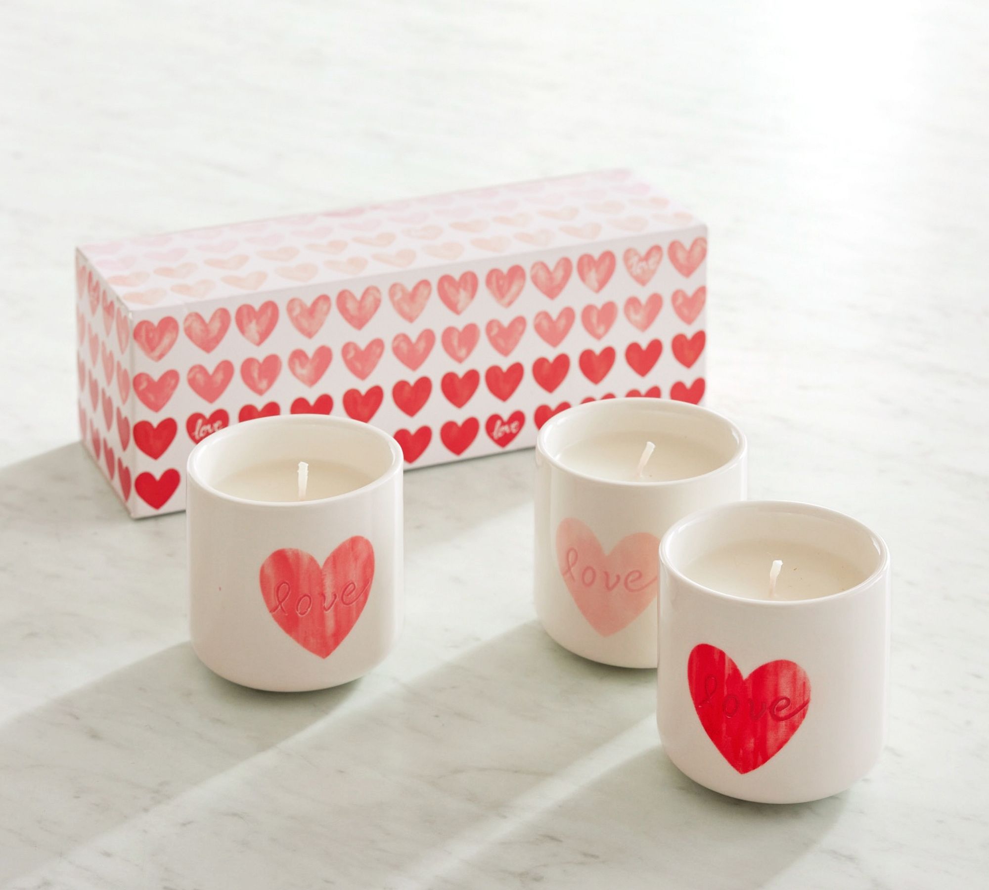 Watercolor Heart Scented Candle Gift Set - Vanilla & Tobacco