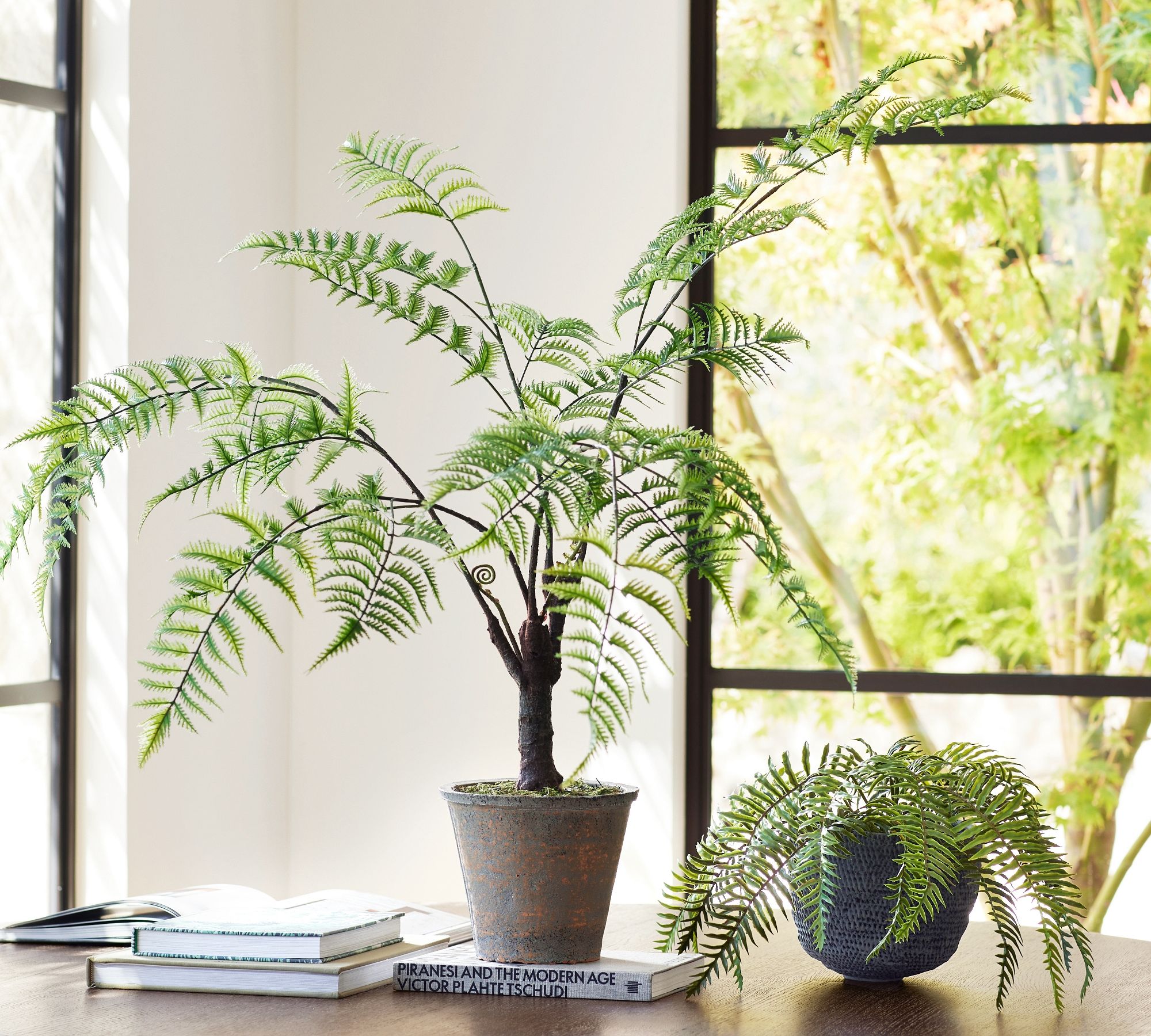 Faux Potted Trunked Curly Fern