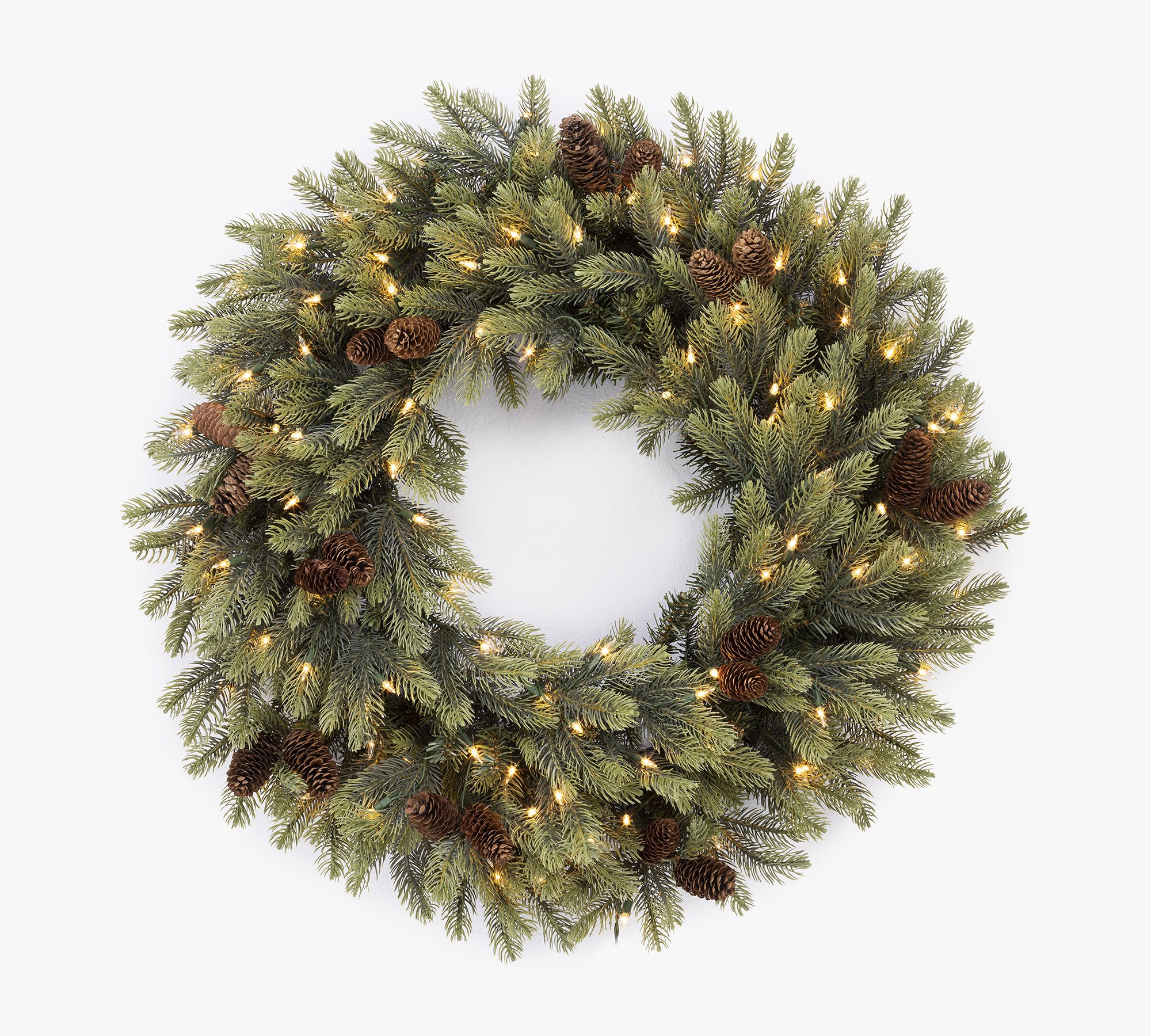 Faux Lit  New England & Pine Wreath with Pinecones