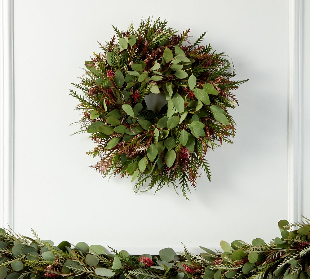 Fresh Grevillea Silver Dollar Eucalyptus Wreath &amp; Garland