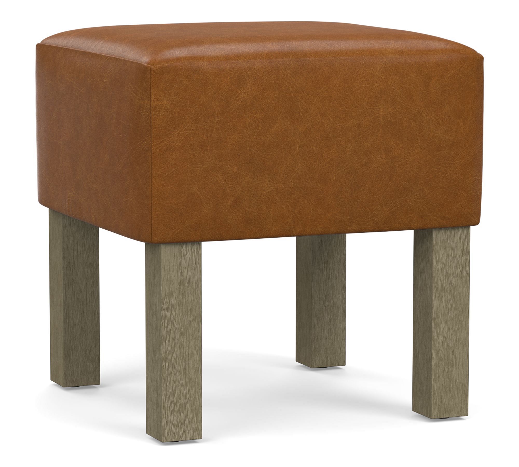 Arden Leather Stool with Wood Legs