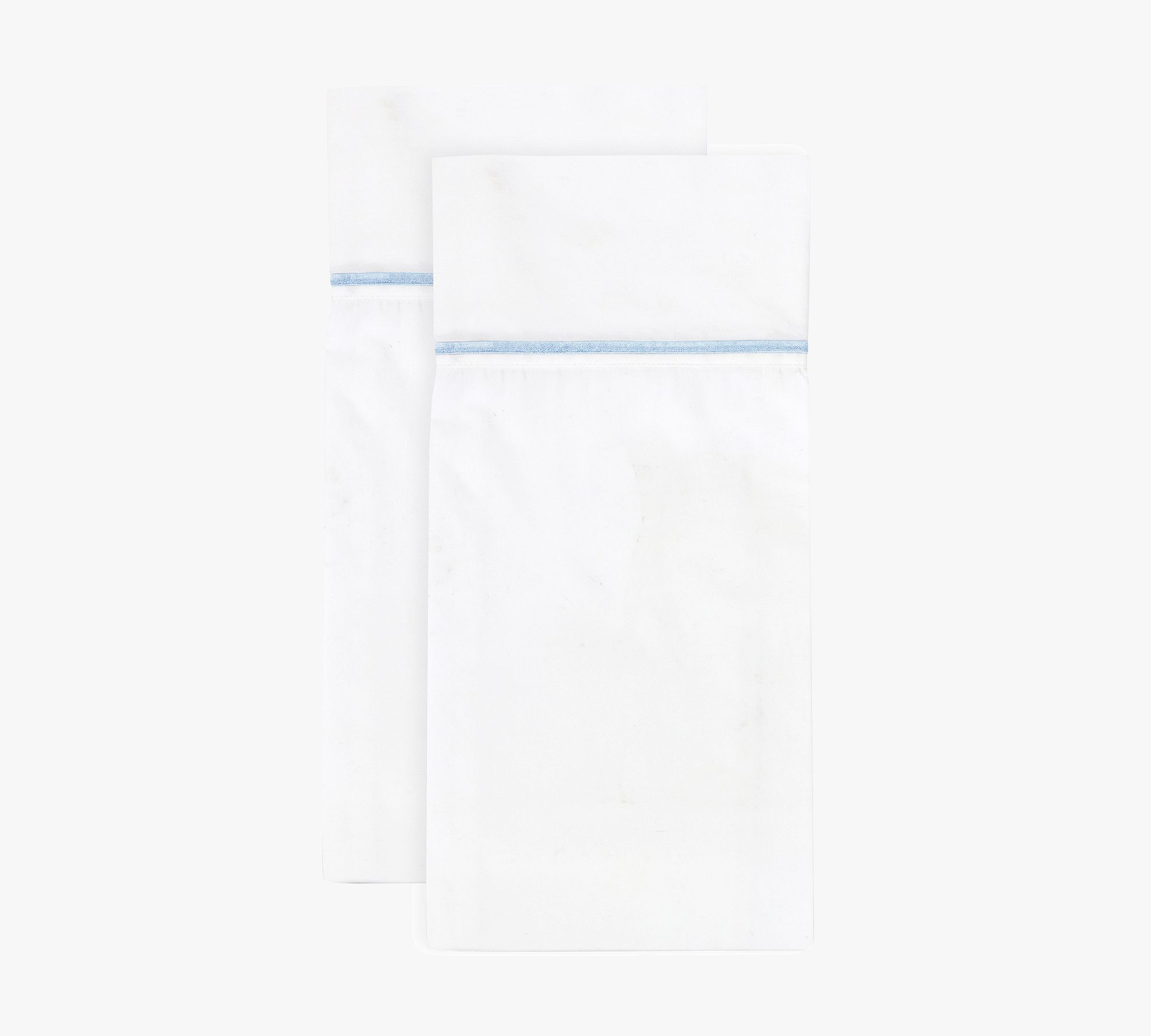 Lena Percale Embroidered Single Stripe Pillowcases - Set Of 2