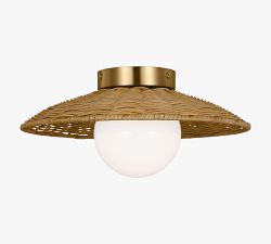 Soleil Rattan Flush Mount | Pottery Barn