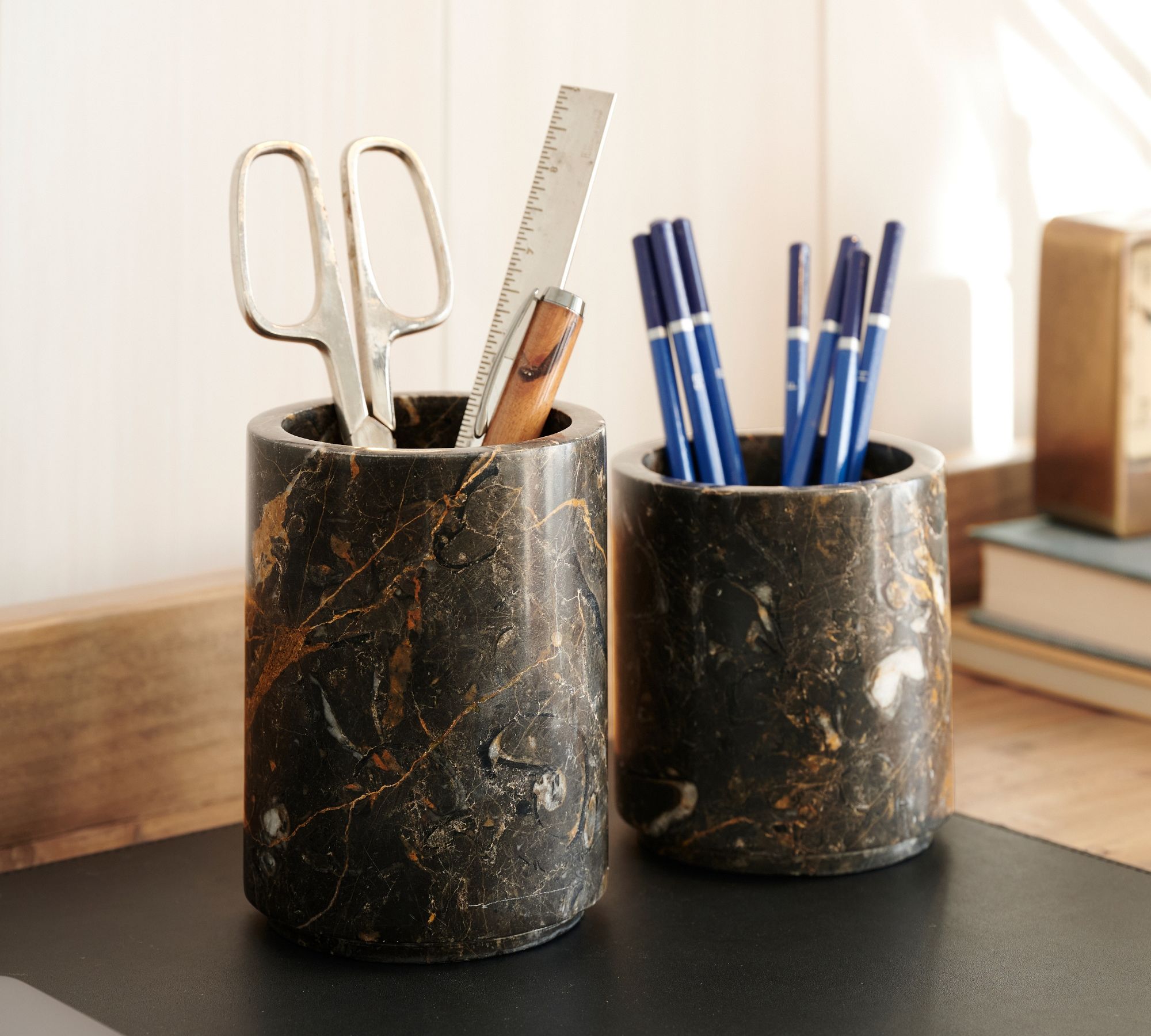 Swirled Marble Pencil Cup Set