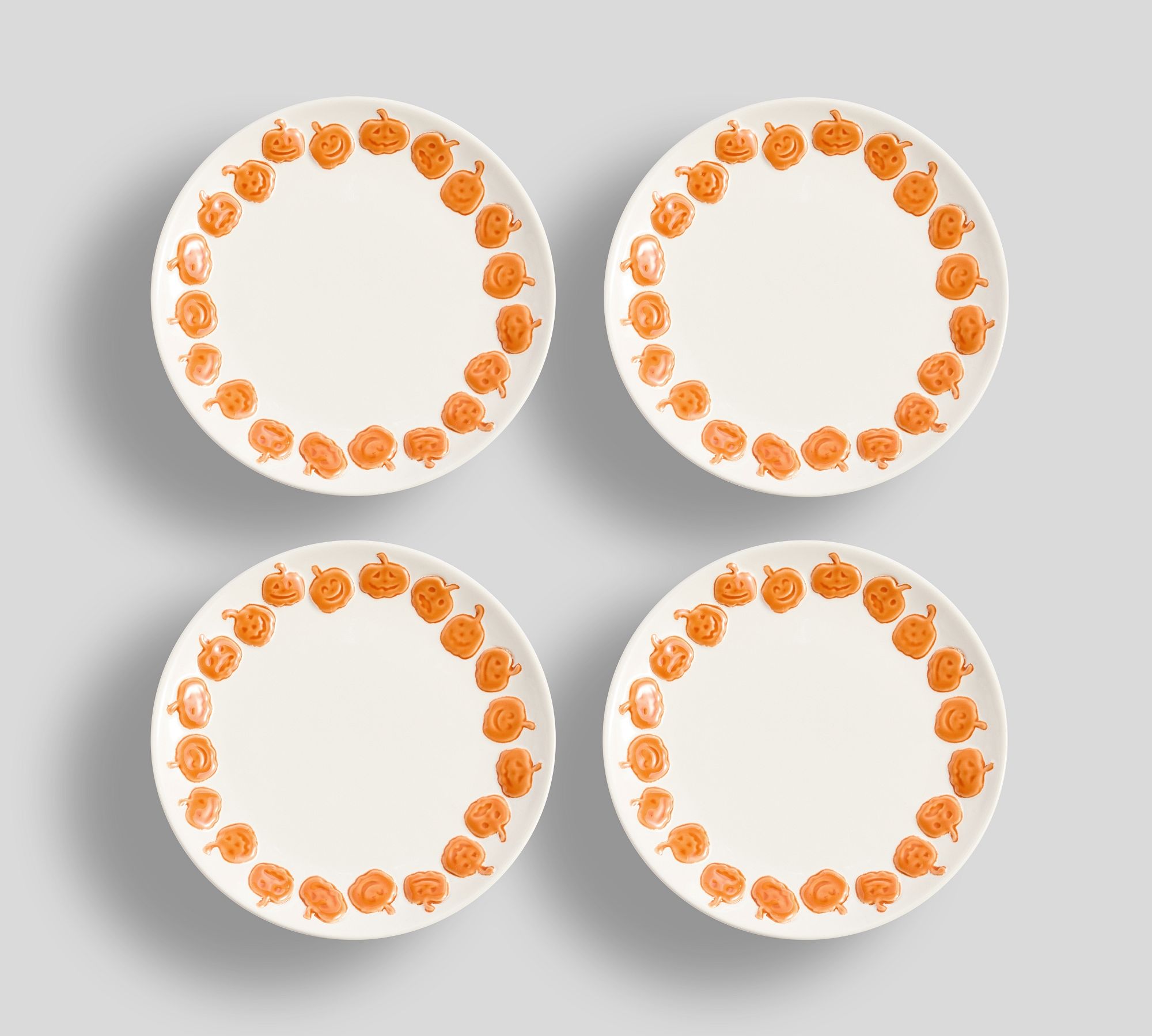 Jack-O'-Lantern Whimsy Stoneware Appetizer Plates - Set of 4