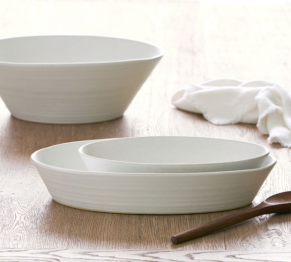 Larkin Reactive Glaze Stoneware Oval Walled Serving Platters