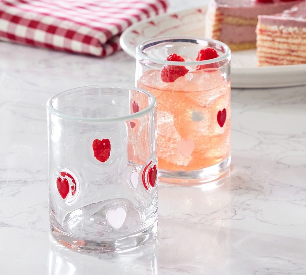 Heart Embedded Double Old Fashioned Glasses