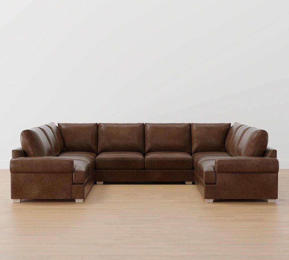 Canyon Roll Arm Leather U-Shaped Sectional