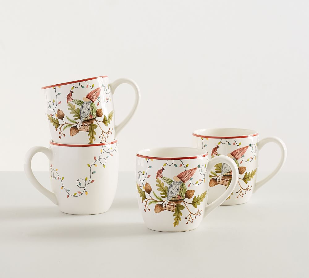 Forest Gnome Stoneware Mugs - Set of 4 | Pottery Barn