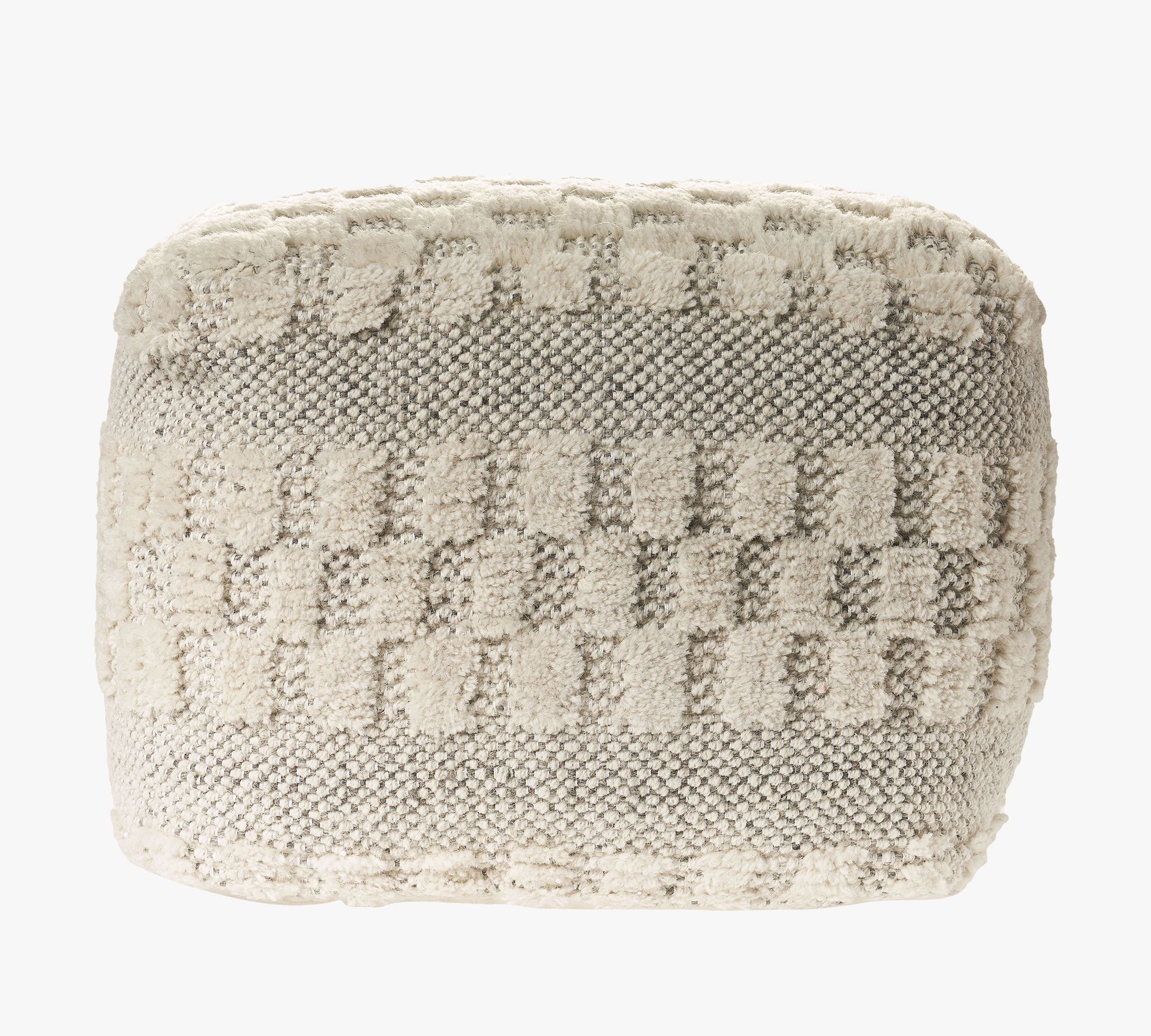 Checkered Wool Square Pouf
