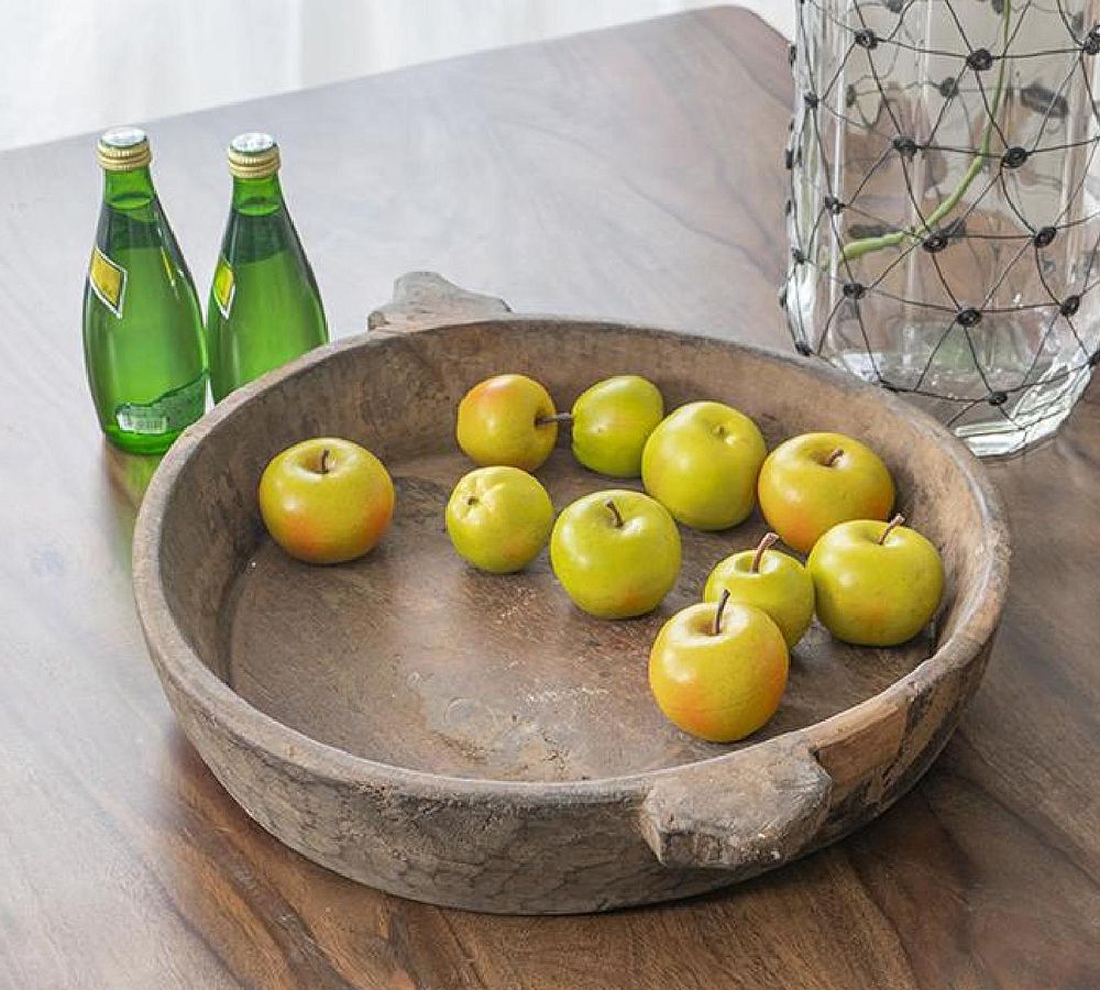 Found Reclaimed Wood Bowl With Handles