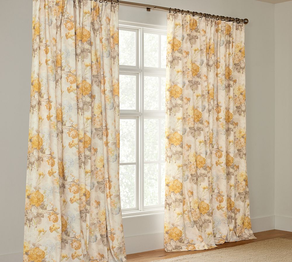Vivienne Floral Linen Cotton Blackout Curtain