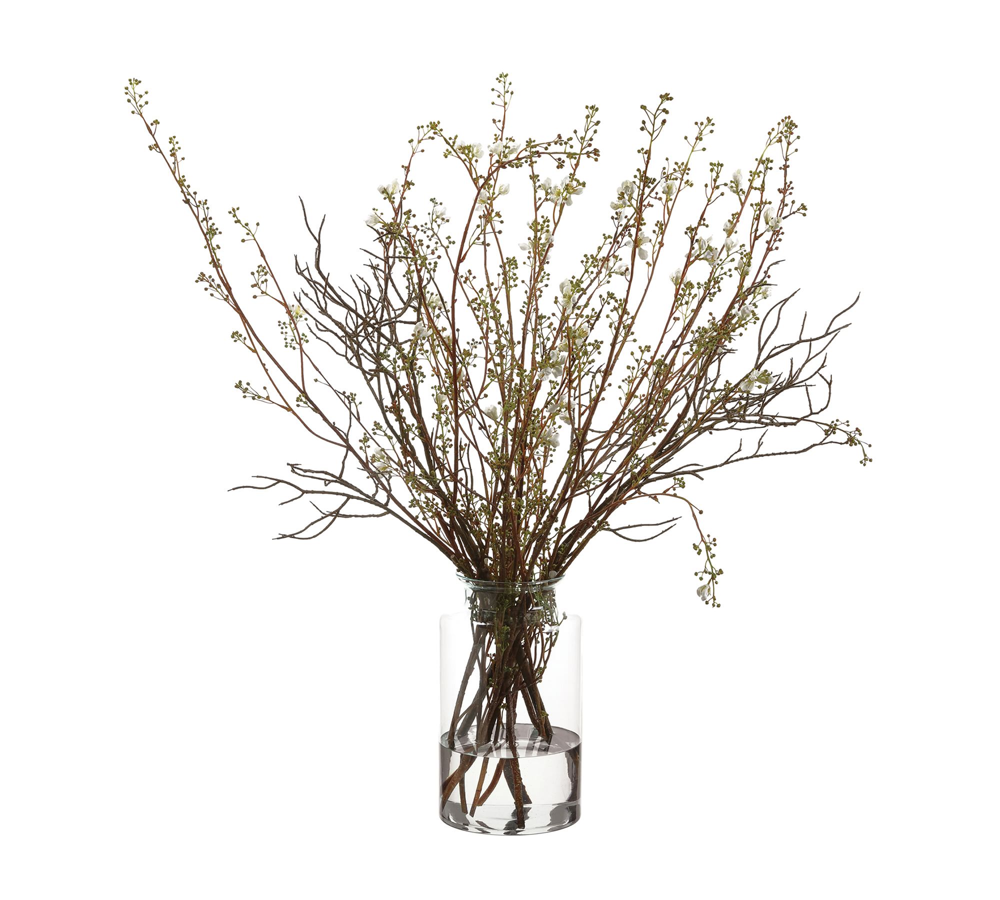 Faux Berry Branches In Glass Vase