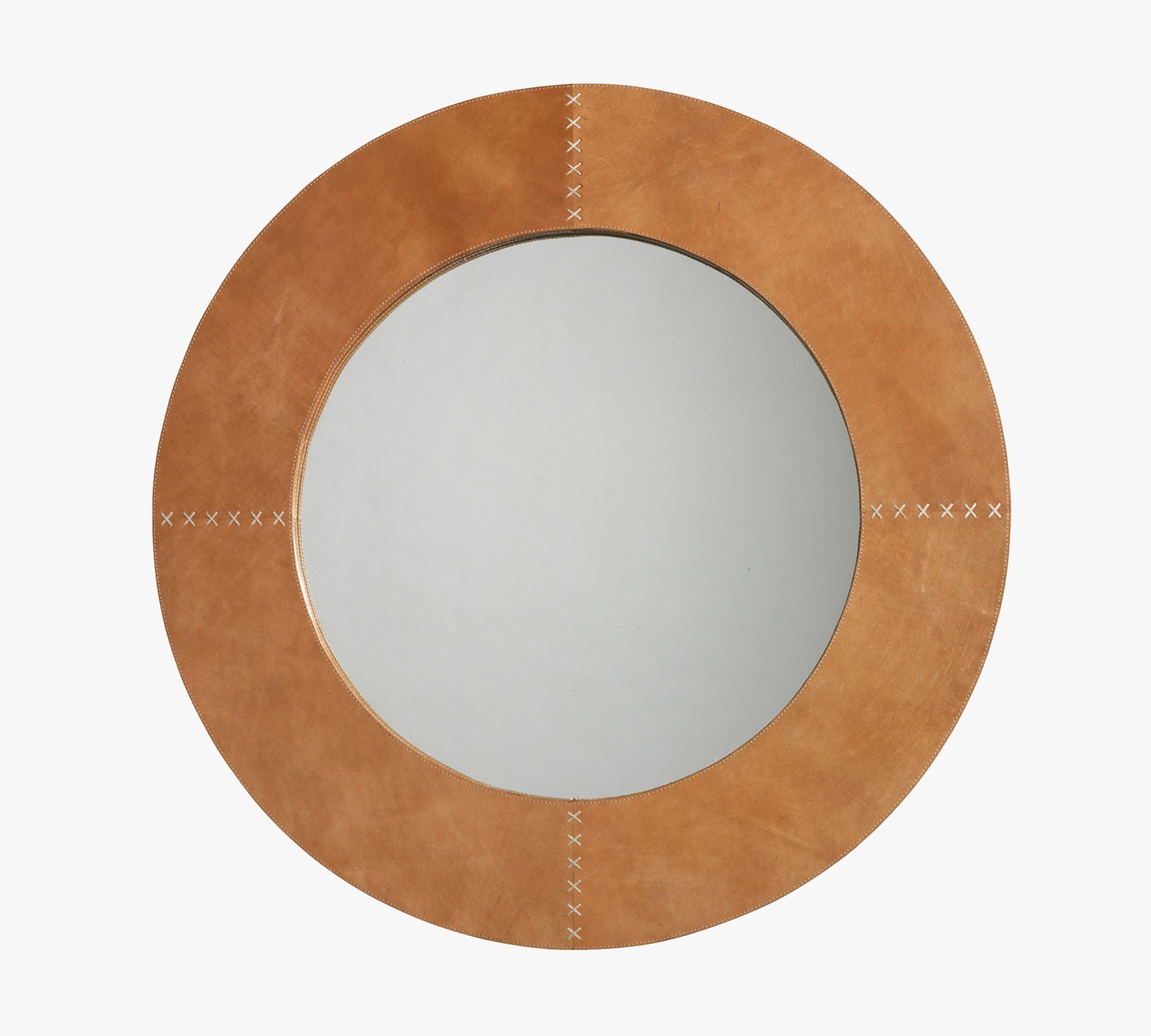 Aaden Round Leather Wall Mirror - 36"